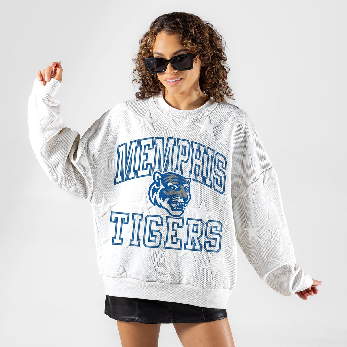 MEMPHIS TIGERS BIG PLAY ENERGY EMBOSSED STAR CREWNECK