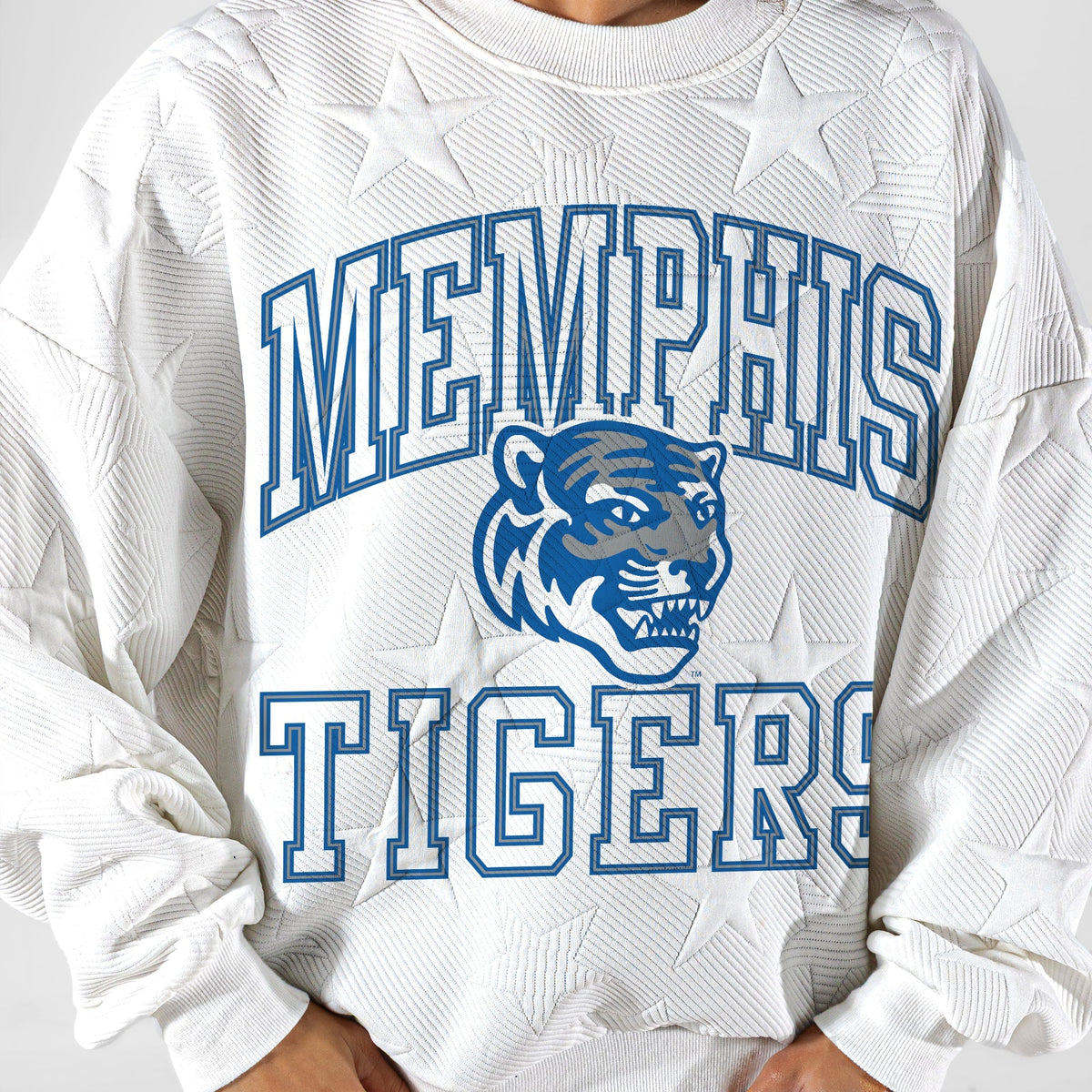 MEMPHIS TIGERS BIG PLAY ENERGY EMBOSSED STAR CREWNECK