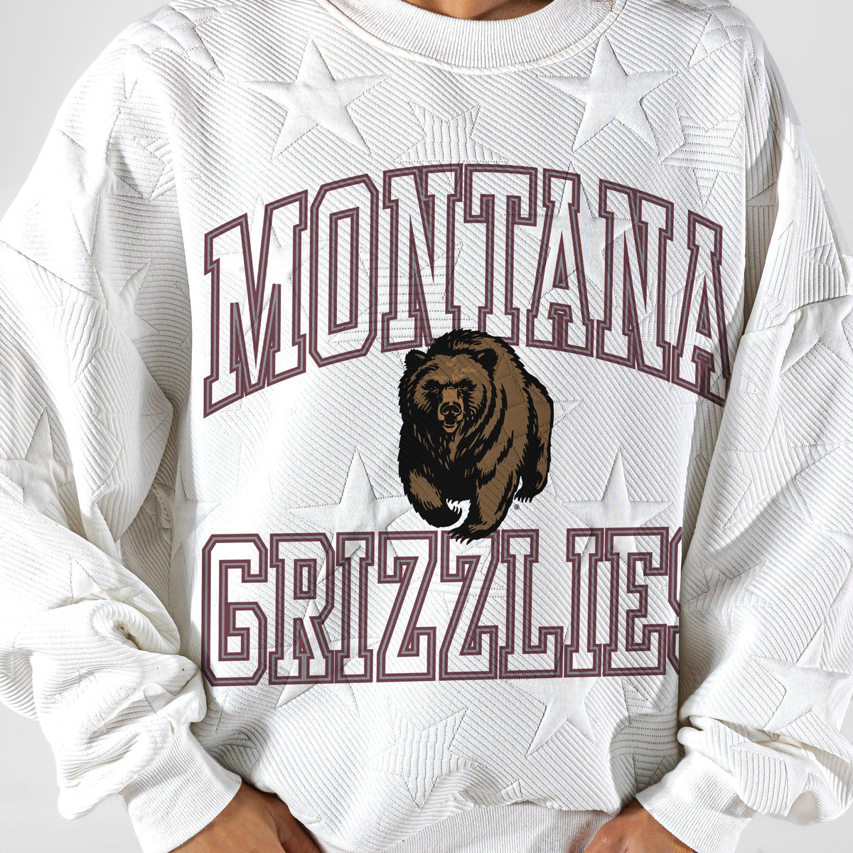 MONTANA GRIZZLIES BIG PLAY ENERGY EMBOSSED STAR CREWNECK