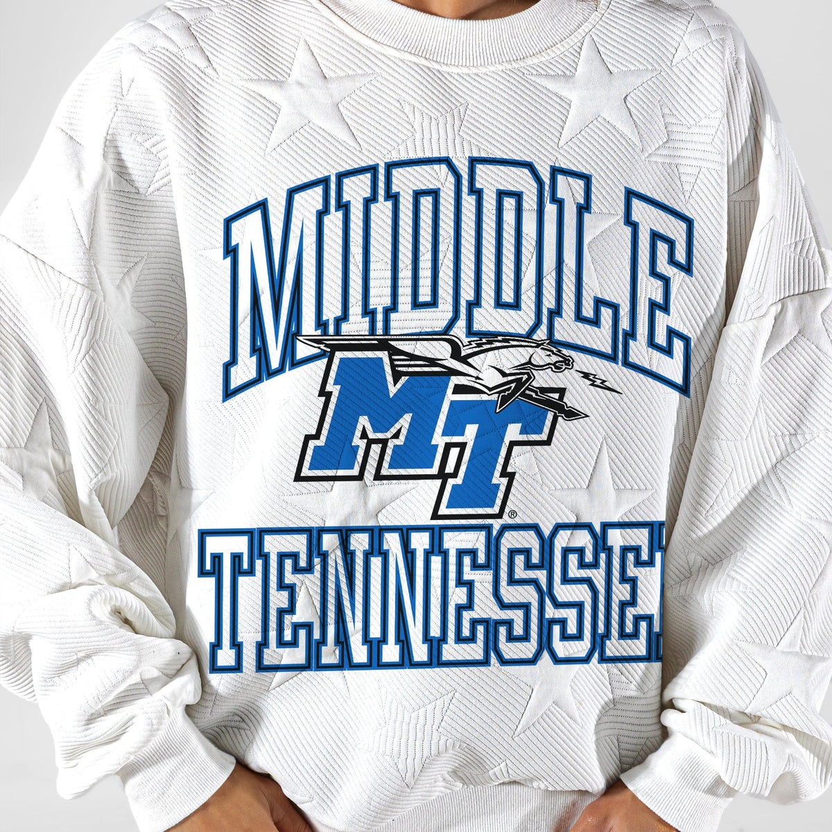 MIDDLE TENNESSEE STATE BLUE RAIDERS BIG PLAY ENERGY EMBOSSED STAR CREWNECK
