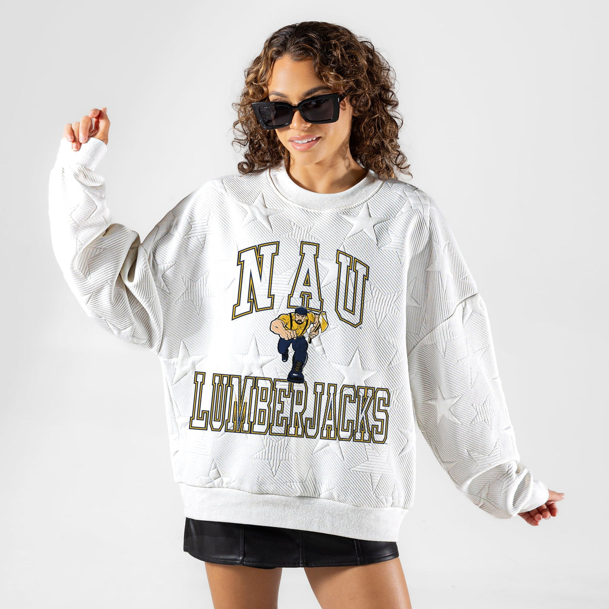 NORTHERN ARIZONA LUMBERJACKS BIG PLAY ENERGY EMBOSSED STAR CREWNECK
