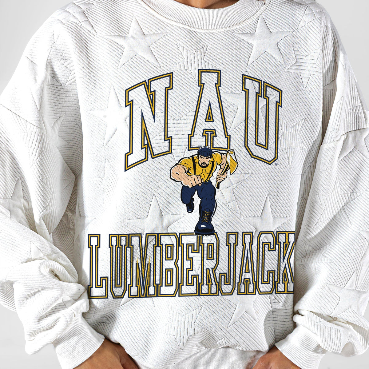 NORTHERN ARIZONA LUMBERJACKS BIG PLAY ENERGY EMBOSSED STAR CREWNECK