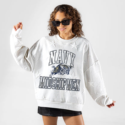 US NAVY MIDSHIPMEN BIG PLAY ENERGY EMBOSSED STAR CREWNECK