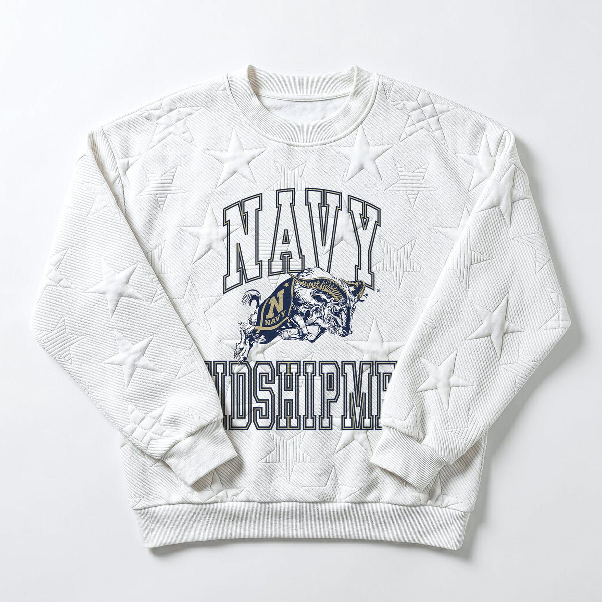 US NAVY MIDSHIPMEN BIG PLAY ENERGY EMBOSSED STAR CREWNECK