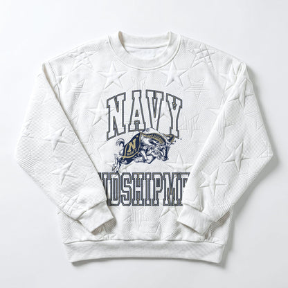 US NAVY MIDSHIPMEN BIG PLAY ENERGY EMBOSSED STAR CREWNECK