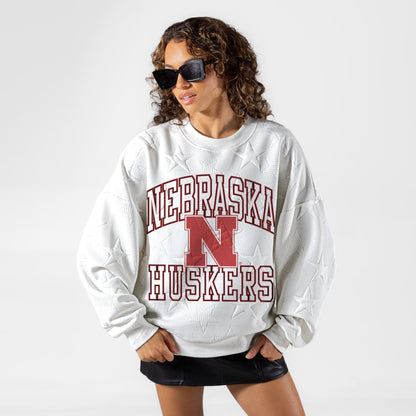 NEBRASKA CORNHUSKERS BIG PLAY ENERGY EMBOSSED STAR CREWNECK