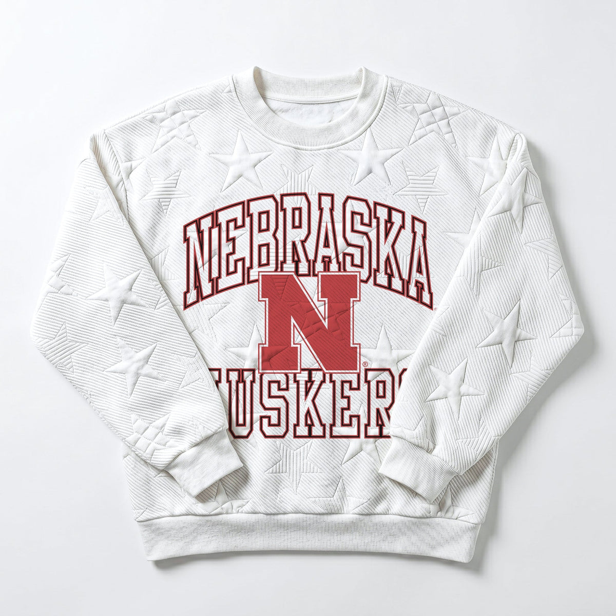 NEBRASKA CORNHUSKERS BIG PLAY ENERGY EMBOSSED STAR CREWNECK