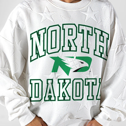 NORTH DAKOTA FIGHTING HAWKS BIG PLAY ENERGY EMBOSSED STAR CREWNECK