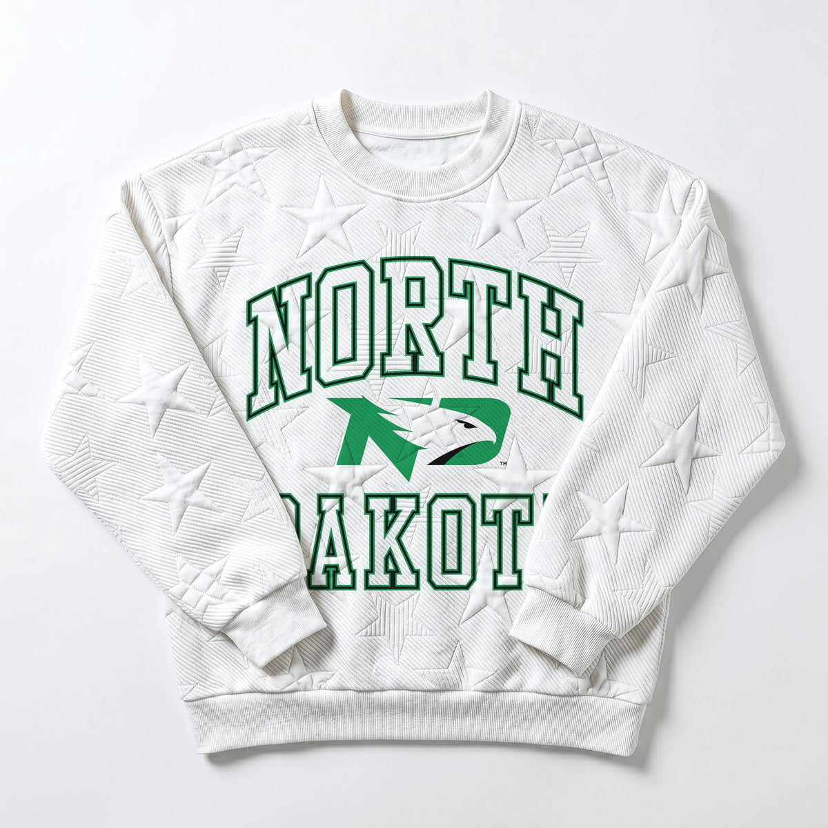 NORTH DAKOTA FIGHTING HAWKS BIG PLAY ENERGY EMBOSSED STAR CREWNECK