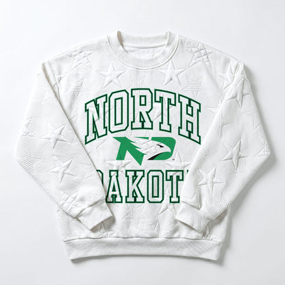 NORTH DAKOTA FIGHTING HAWKS BIG PLAY ENERGY EMBOSSED STAR CREWNECK