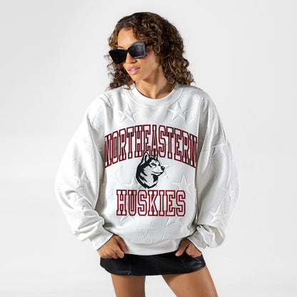 NORTHEASTERN HUSKIES BIG PLAY ENERGY EMBOSSED STAR CREWNECK