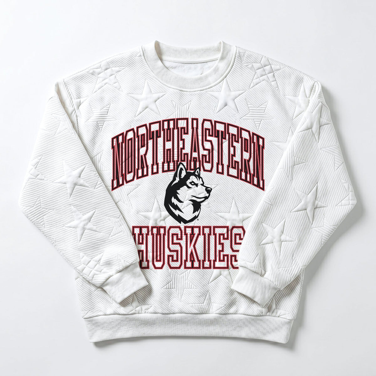 NORTHEASTERN HUSKIES BIG PLAY ENERGY EMBOSSED STAR CREWNECK