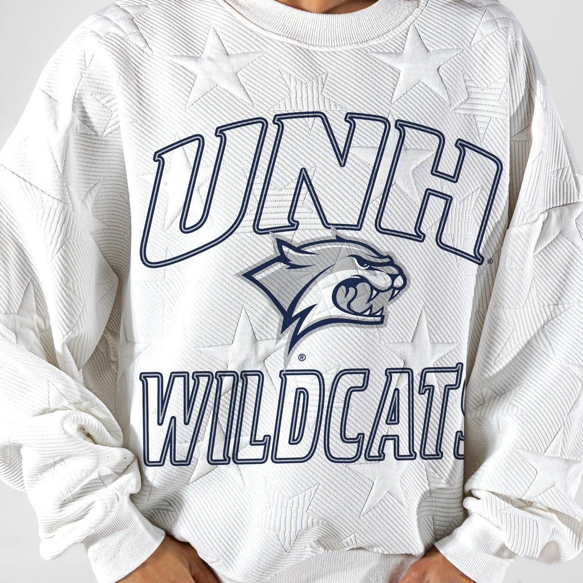 NEW HAMPSHIRE WILDCATS BIG PLAY ENERGY EMBOSSED STAR CREWNECK