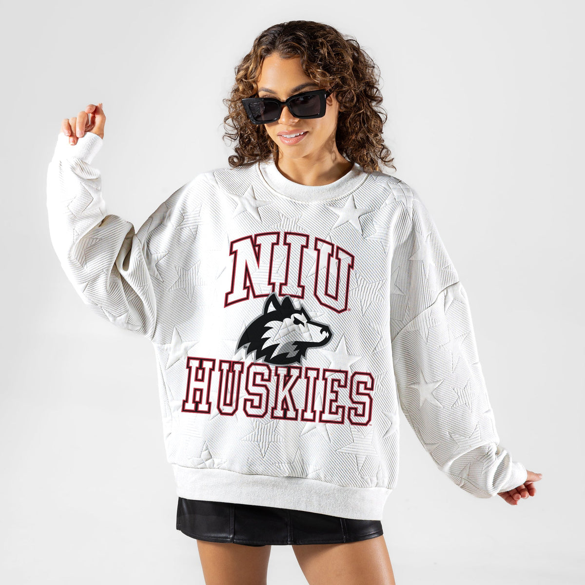 NORTHERN ILLINOIS HUSKIES BIG PLAY ENERGY EMBOSSED STAR CREWNECK