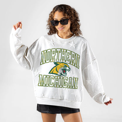 NORTHERN MICHIGAN WILDCATS BIG PLAY ENERGY EMBOSSED STAR CREWNECK