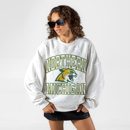 NORTHERN MICHIGAN WILDCATS BIG PLAY ENERGY EMBOSSED STAR CREWNECK