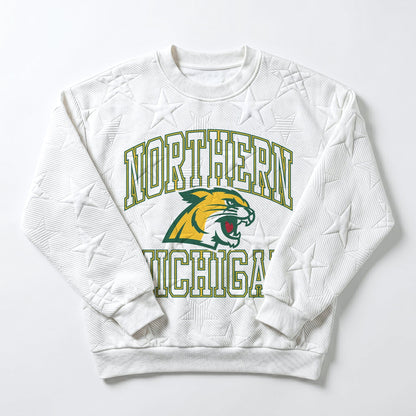 NORTHERN MICHIGAN WILDCATS BIG PLAY ENERGY EMBOSSED STAR CREWNECK