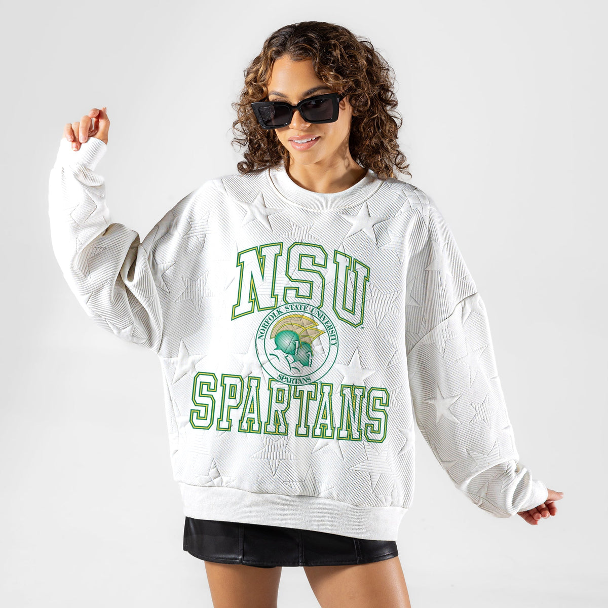 NORFOLK STATE SPARTANS BIG PLAY ENERGY EMBOSSED STAR CREWNECK