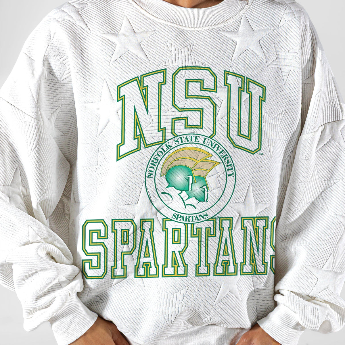 NORFOLK STATE SPARTANS BIG PLAY ENERGY EMBOSSED STAR CREWNECK
