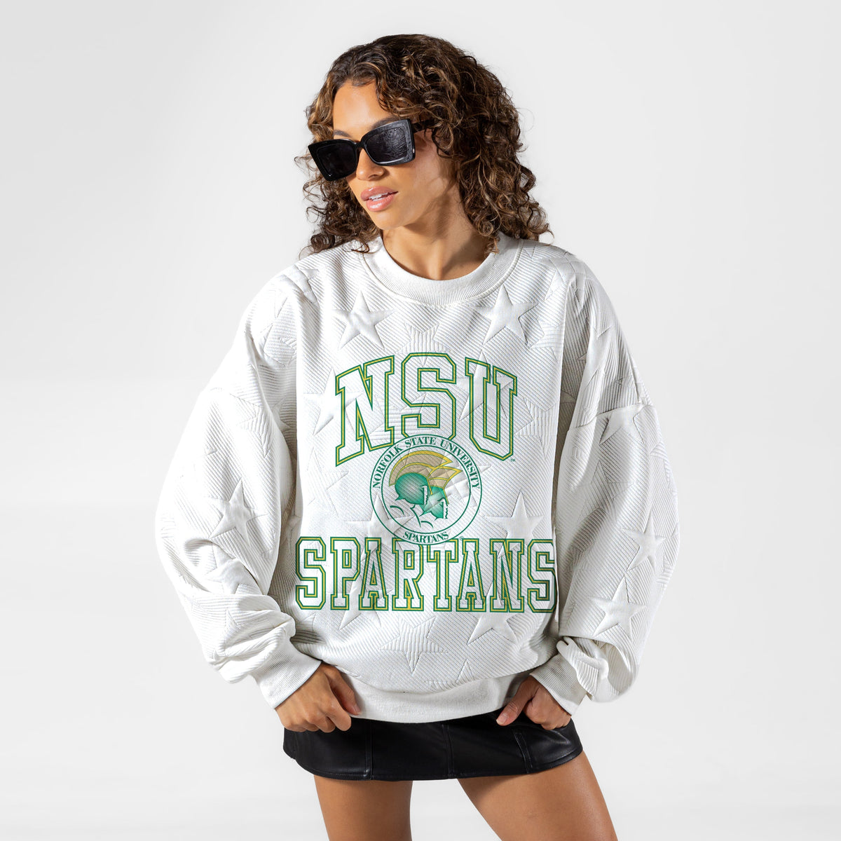 NORFOLK STATE SPARTANS BIG PLAY ENERGY EMBOSSED STAR CREWNECK