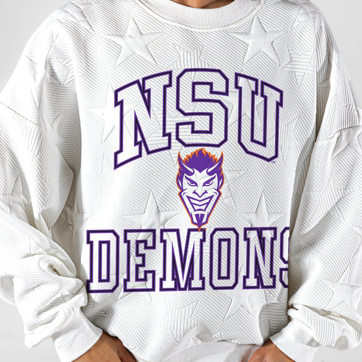 NORTHWESTERN STATE DEMONS BIG PLAY ENERGY EMBOSSED STAR CREWNECK