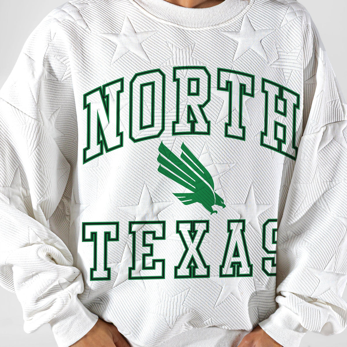NORTH TEXAS MEAN GREEN BIG PLAY ENERGY EMBOSSED STAR CREWNECK