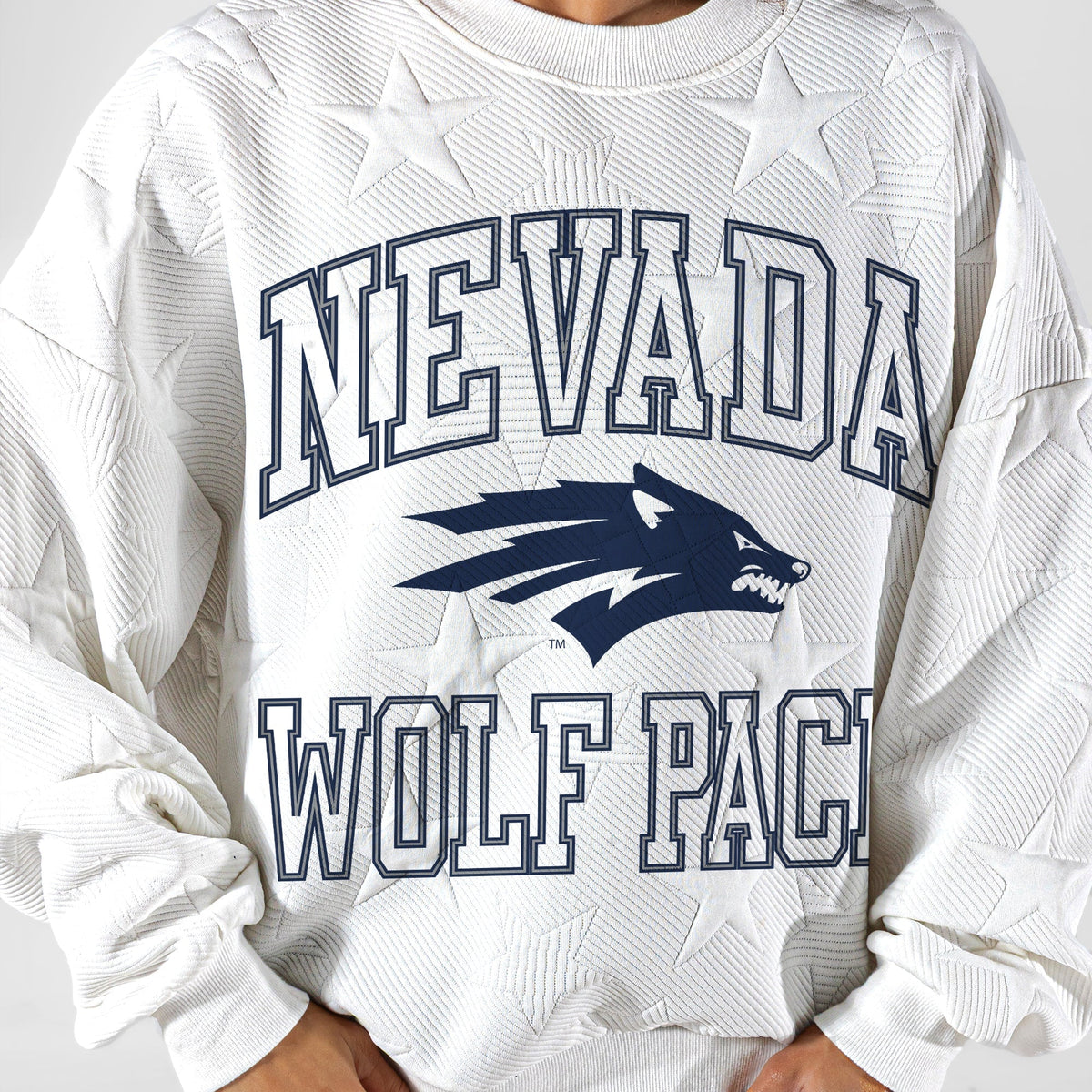 NEVADA WOLF PACK BIG PLAY ENERGY EMBOSSED STAR CREWNECK