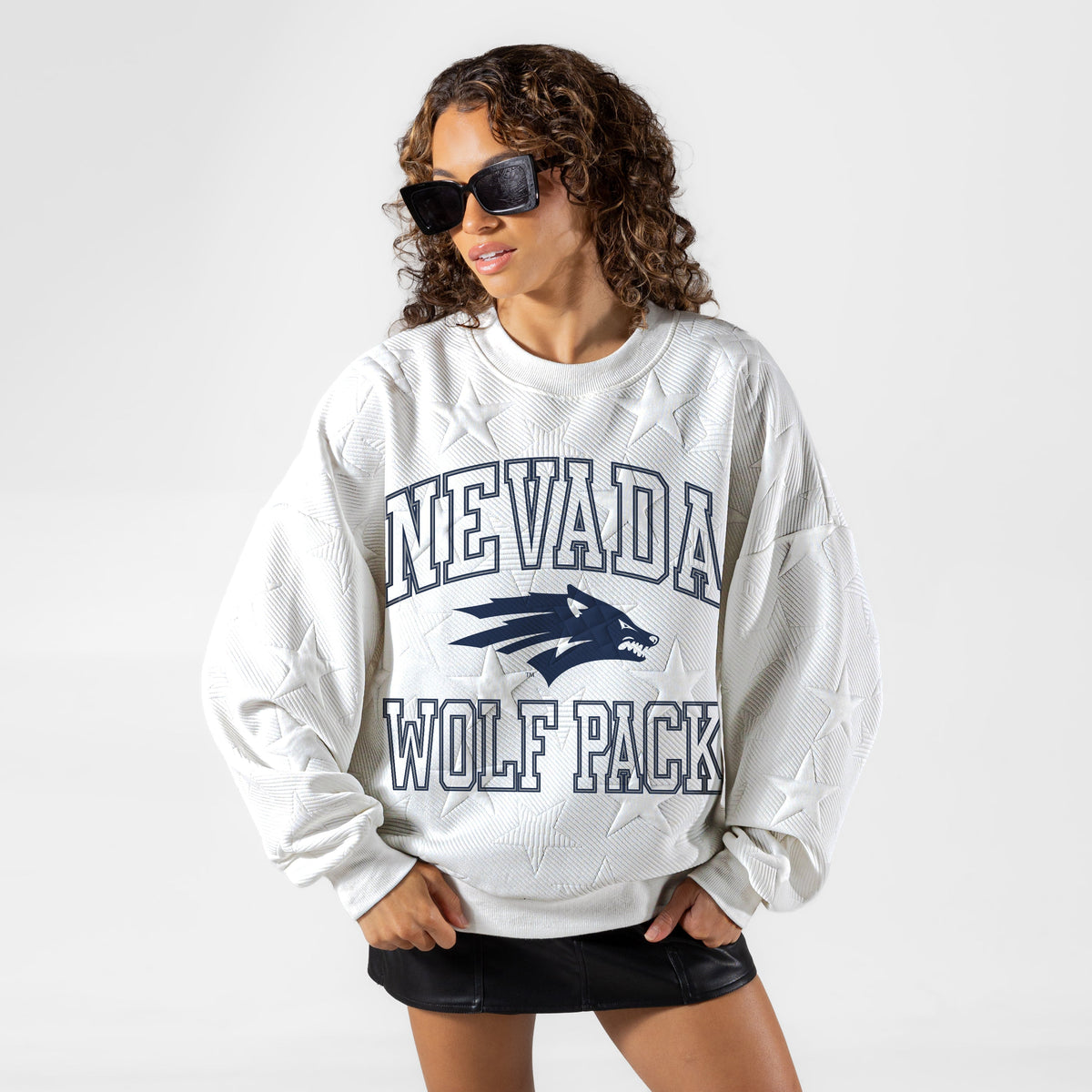 NEVADA WOLF PACK BIG PLAY ENERGY EMBOSSED STAR CREWNECK
