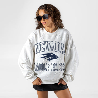 NEVADA WOLF PACK BIG PLAY ENERGY EMBOSSED STAR CREWNECK