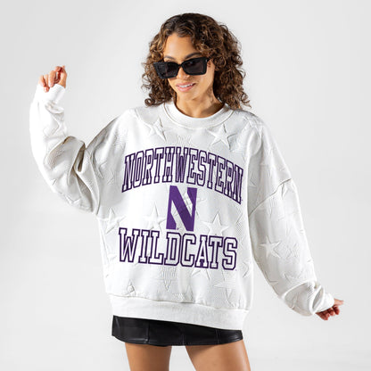 NORTHWESTERN WILDCATS BIG PLAY ENERGY EMBOSSED STAR CREWNECK