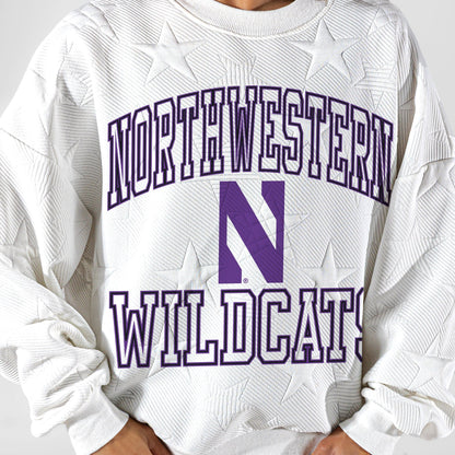 NORTHWESTERN WILDCATS BIG PLAY ENERGY EMBOSSED STAR CREWNECK