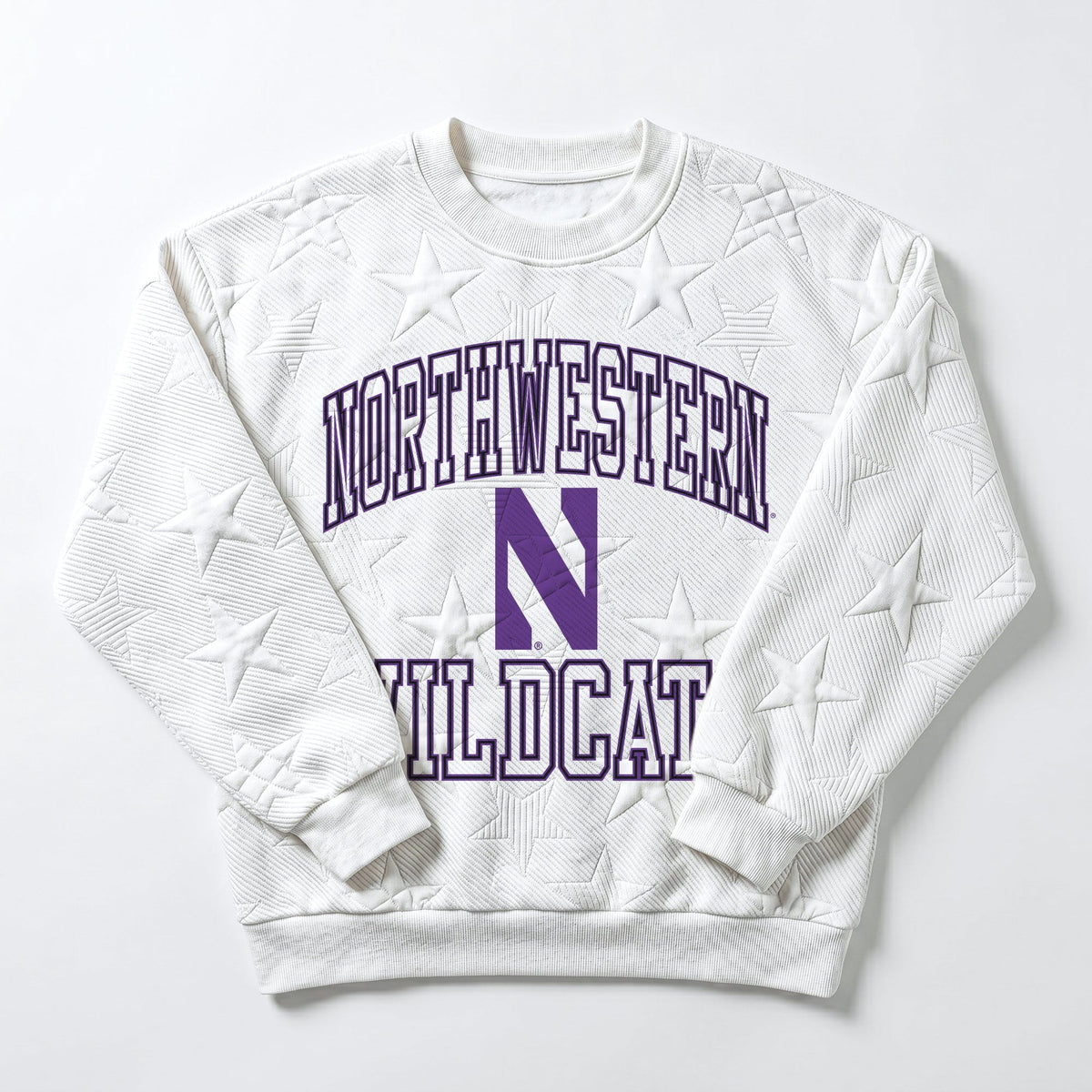 NORTHWESTERN WILDCATS BIG PLAY ENERGY EMBOSSED STAR CREWNECK