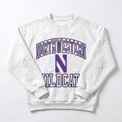 NORTHWESTERN WILDCATS BIG PLAY ENERGY EMBOSSED STAR CREWNECK
