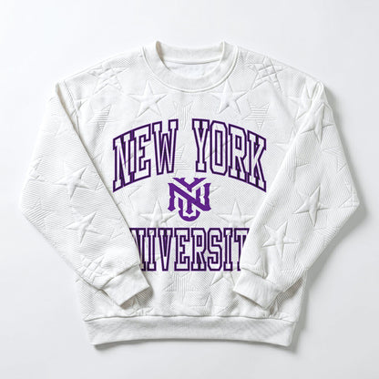 NEW YORK UNIVERSITY VIOLETS BIG PLAY ENERGY EMBOSSED STAR CREWNECK