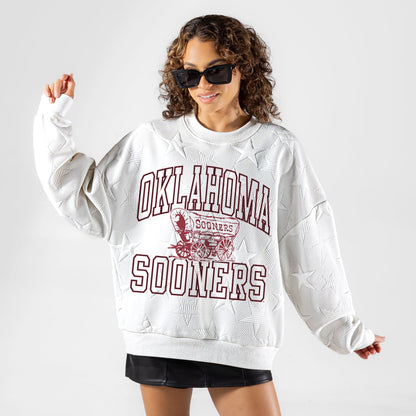 OKLAHOMA SOONERS BIG PLAY ENERGY EMBOSSED STAR CREWNECK