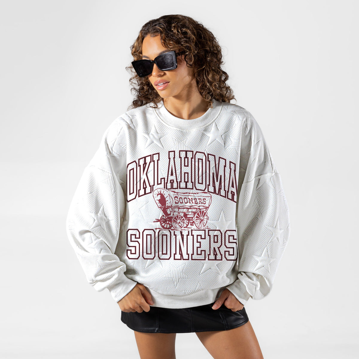 OKLAHOMA SOONERS BIG PLAY ENERGY EMBOSSED STAR CREWNECK