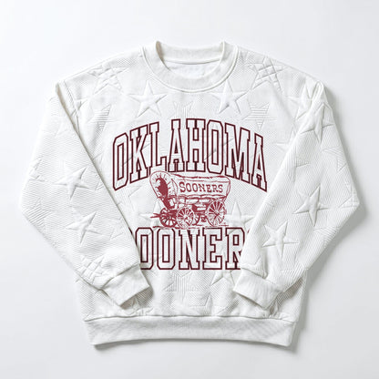 OKLAHOMA SOONERS BIG PLAY ENERGY EMBOSSED STAR CREWNECK