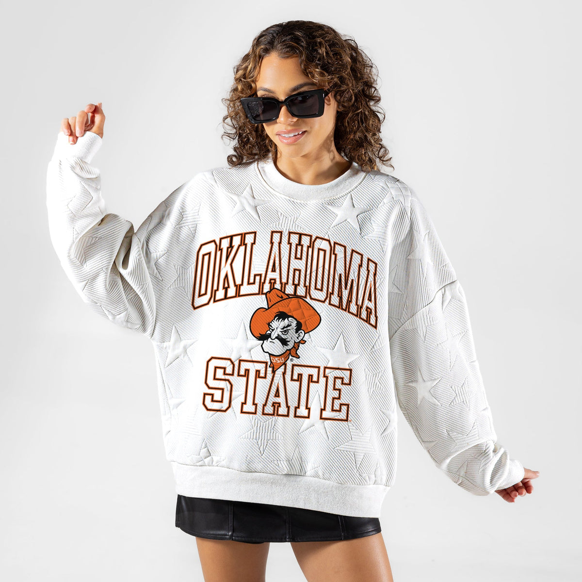 OKLAHOMA STATE COWBOYS BIG PLAY ENERGY EMBOSSED STAR CREWNECK