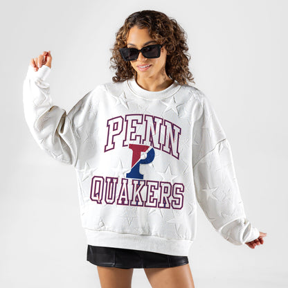 PENNSYLVANIA QUAKERS BIG PLAY ENERGY EMBOSSED STAR CREWNECK