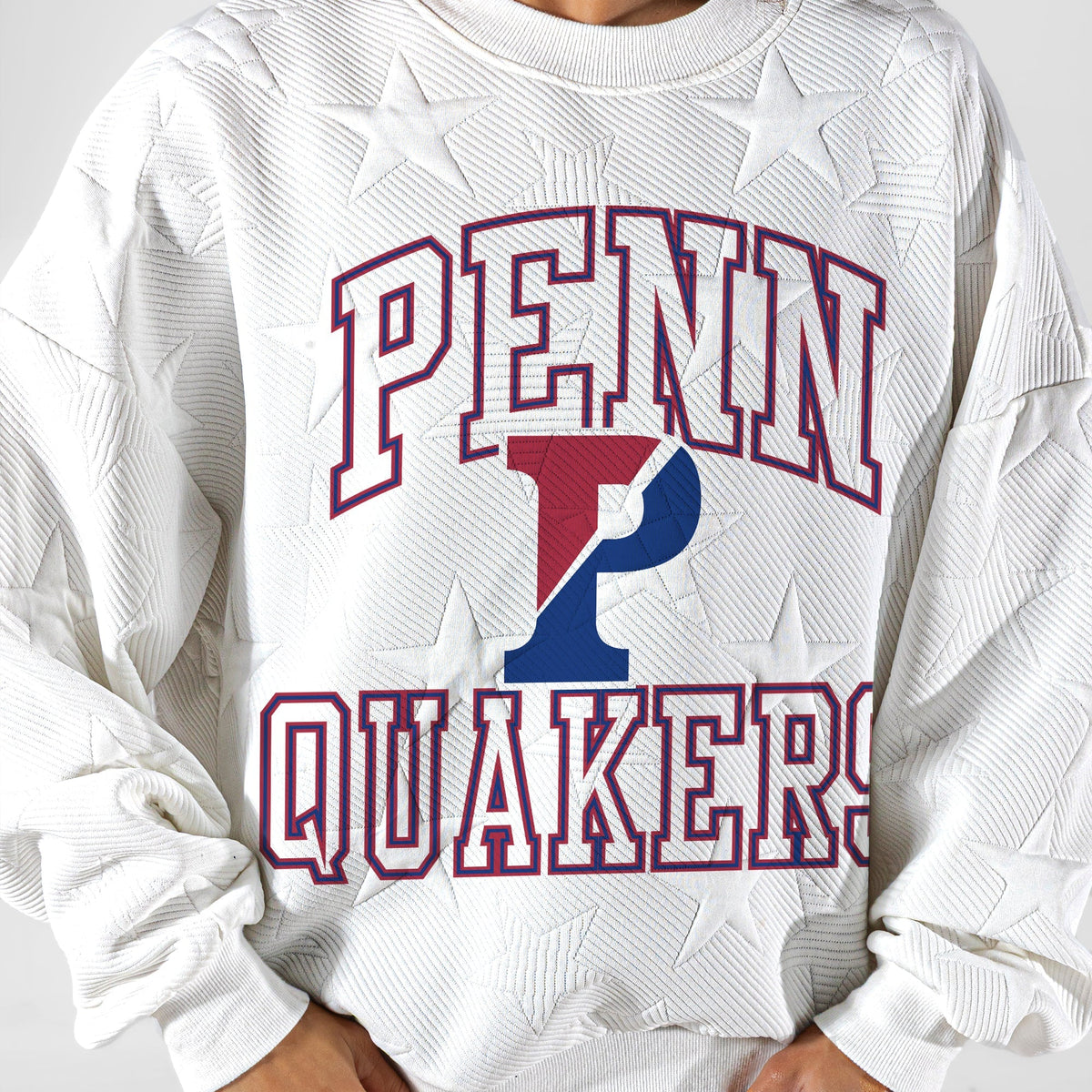 PENNSYLVANIA QUAKERS BIG PLAY ENERGY EMBOSSED STAR CREWNECK