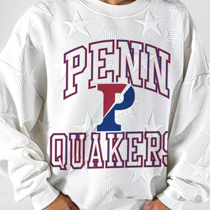 PENNSYLVANIA QUAKERS BIG PLAY ENERGY EMBOSSED STAR CREWNECK