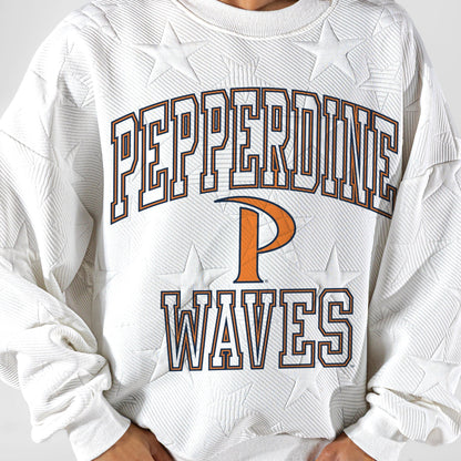 PEPPERDINE WAVES BIG PLAY ENERGY EMBOSSED STAR CREWNECK