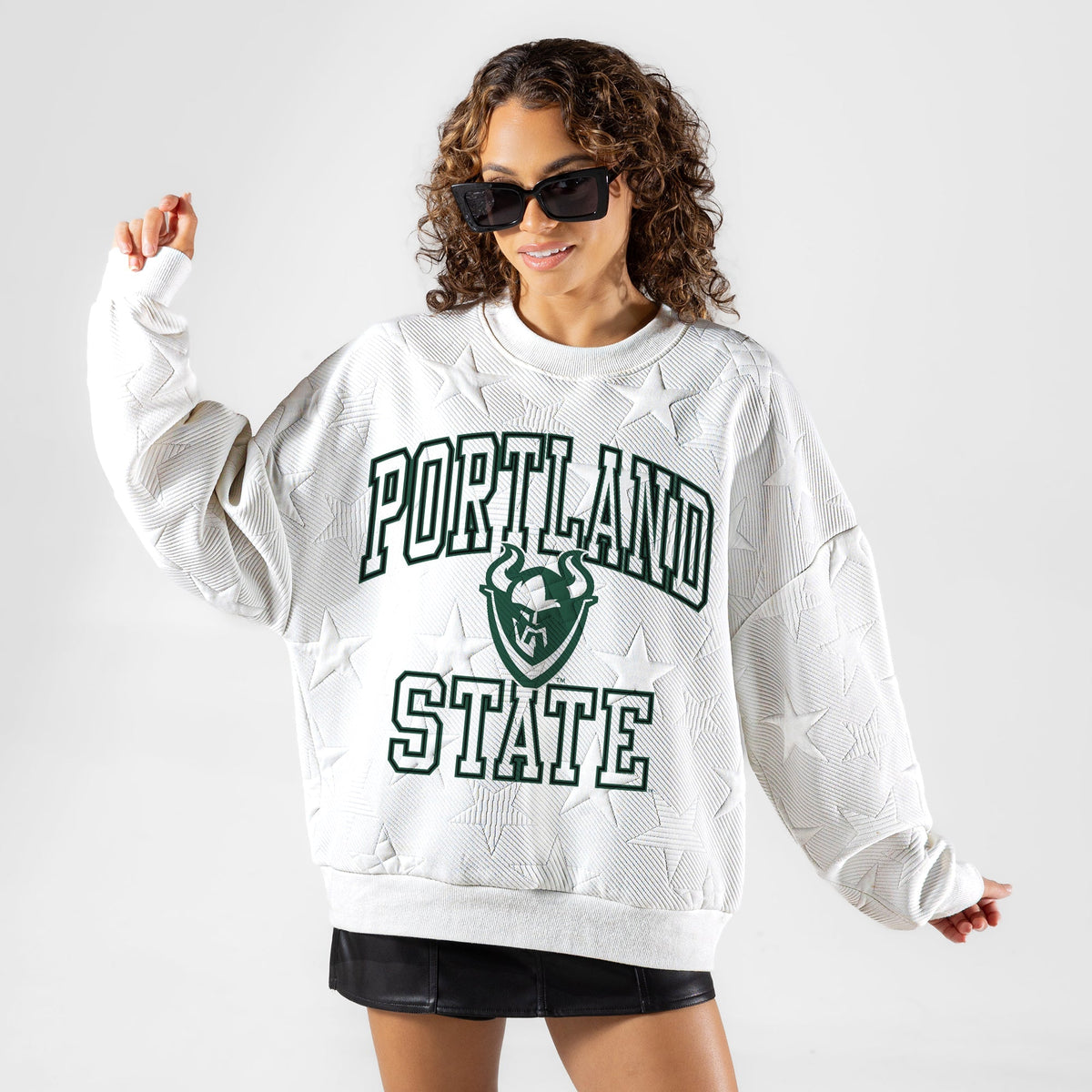 PORTLAND STATE VIKINGS BIG PLAY ENERGY EMBOSSED STAR CREWNECK