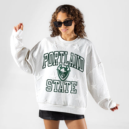 PORTLAND STATE VIKINGS BIG PLAY ENERGY EMBOSSED STAR CREWNECK