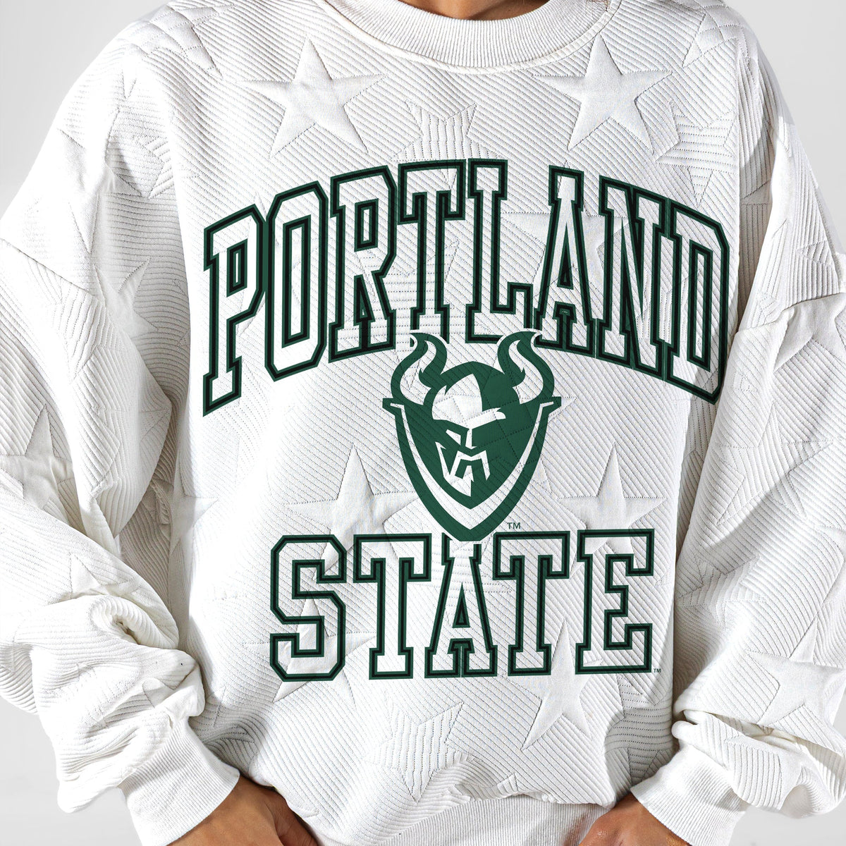 PORTLAND STATE VIKINGS BIG PLAY ENERGY EMBOSSED STAR CREWNECK