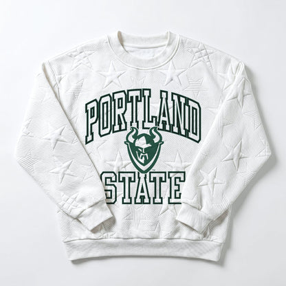 PORTLAND STATE VIKINGS BIG PLAY ENERGY EMBOSSED STAR CREWNECK