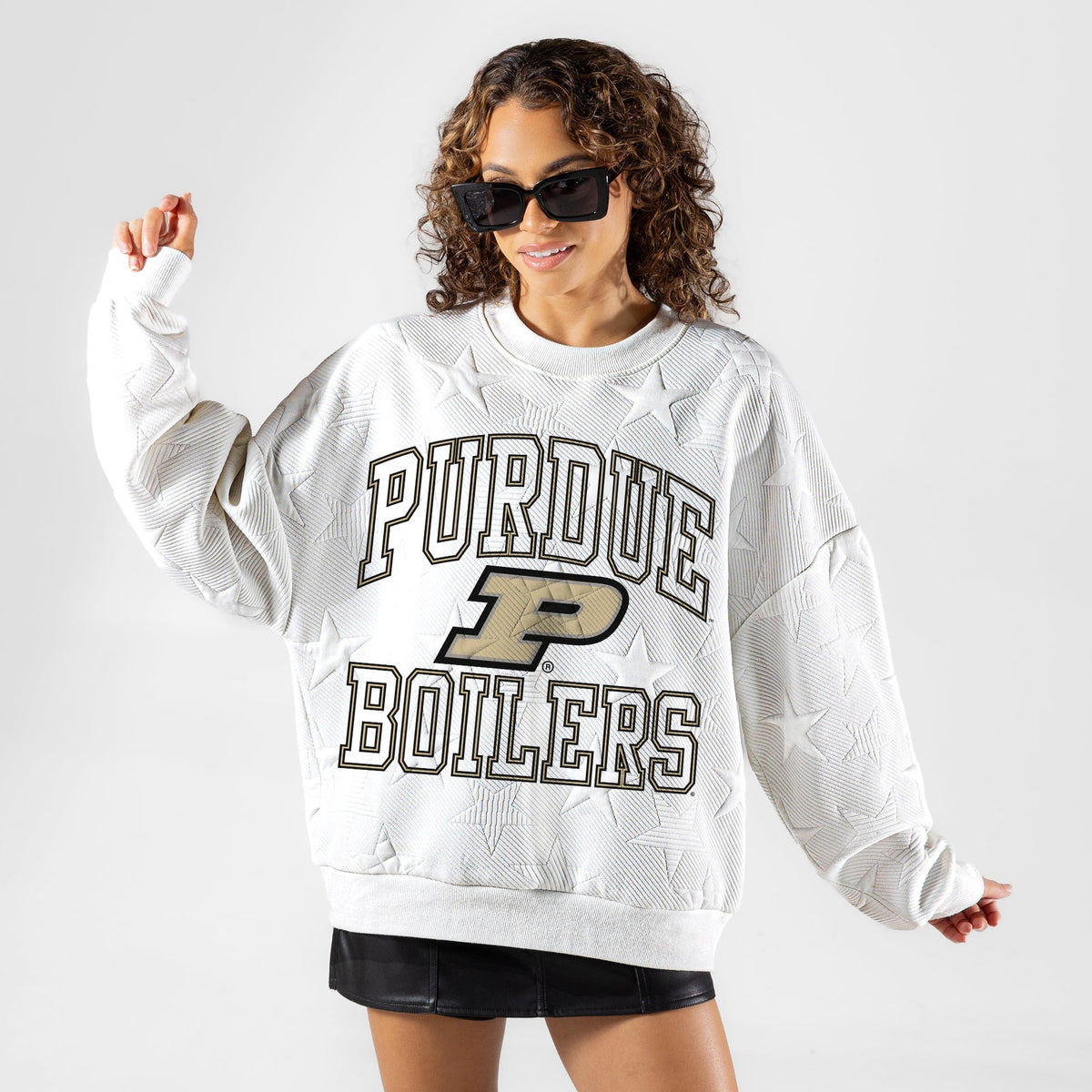 PURDUE BOILERMAKERS BIG PLAY ENERGY EMBOSSED STAR CREWNECK