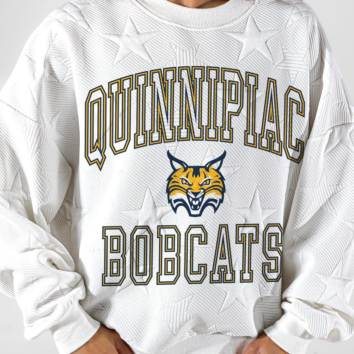 QUINNIPIAC BOBCATS BIG PLAY ENERGY EMBOSSED STAR CREWNECK