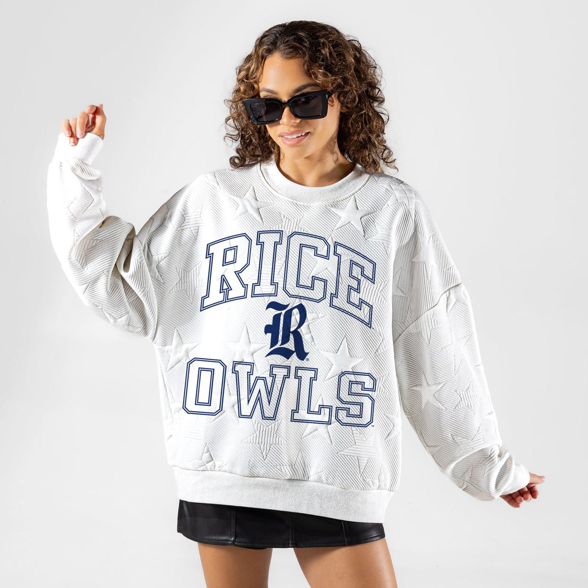 RICE OWLS BIG PLAY ENERGY EMBOSSED STAR CREWNECK