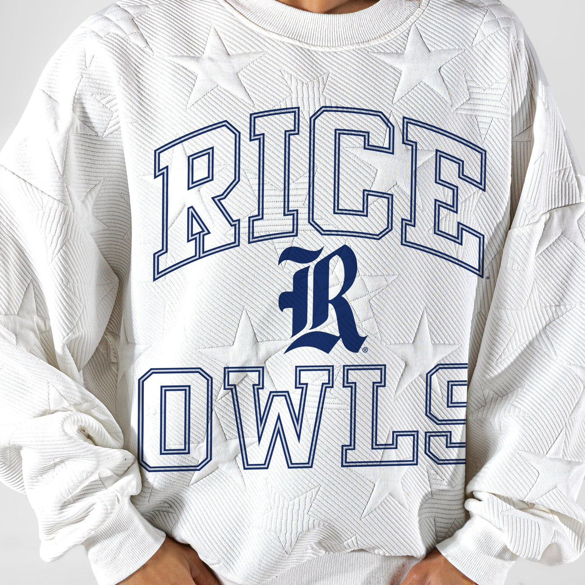 RICE OWLS BIG PLAY ENERGY EMBOSSED STAR CREWNECK